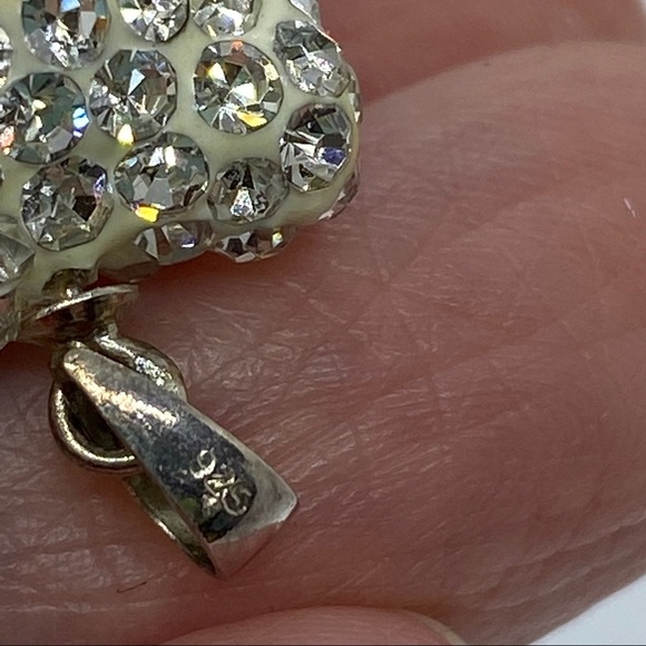 Rhinestone Bear .925 Pink & White Polar Bear Pendant - Picture 3 of 9